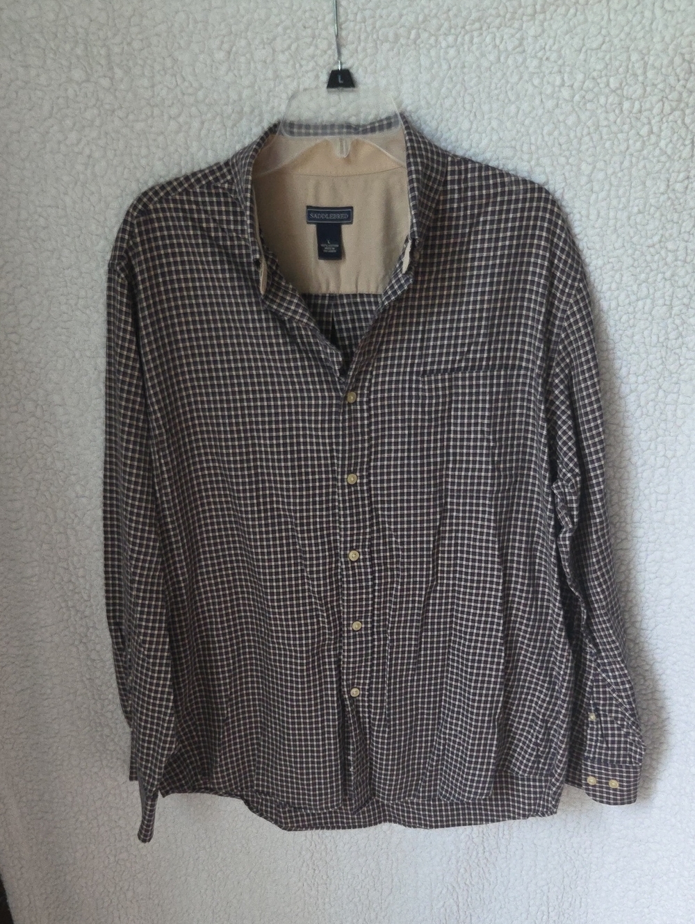 Saddlebred Brown and Cream Plaid Button-Front Shirt